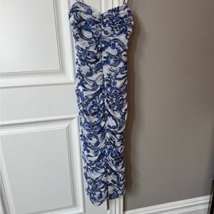 L'AGENCE Blue and White Patterned Dress